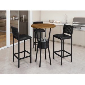 Bistrô Completo Ripado com Cooler com 3 Banquetas - Bar - Paonanda Decor