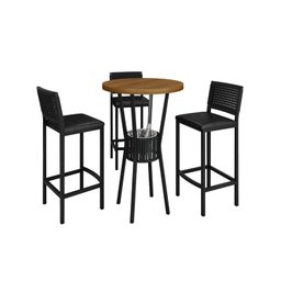 Bistrô Completo Ripado com Cooler com 3 Banquetas - Bar - Paonanda Decor - 2