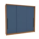 Ver imagem 2 de Guarda-roupa Casal Valência 3 Portas 4 Gavetas Freijó/azul - Politorno
