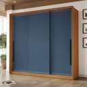 Ver imagem 1 de Guarda-roupa Casal Valência 3 Portas 4 Gavetas Freijó/azul - Politorno