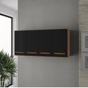 Ver imagem 2 de Armário Aéreo de Cozinha 120cm 4 Portas Mara Savana/preto - Moblis