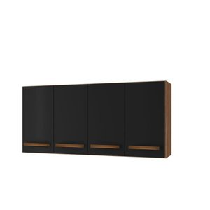 Armário Aéreo de Cozinha 120cm 4 Portas Mara Savana/preto - Moblis