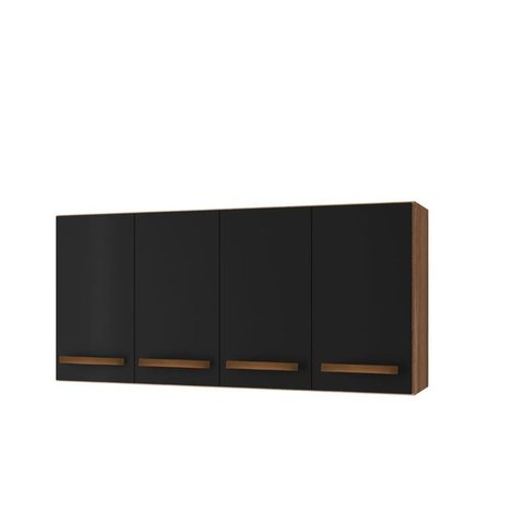 Armário Aéreo de Cozinha 120cm 4 Portas Mara Savana/preto - Moblis