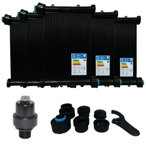 Kit Aquecedor Solar Piscina 30placas 3mt Rosca+válvula Vqv