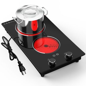 Gtkzw Cooktop Elétrico 12" 110v com 2 Queimadores e Controle por Botão