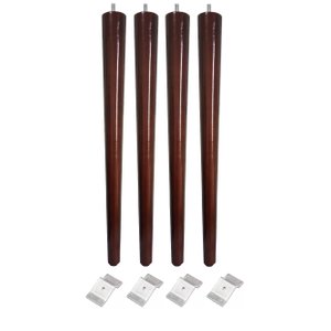 Kit de 4 Pé Palito 75cm Imbuia Marrom Escuro + Chapinha Inclinada Metal