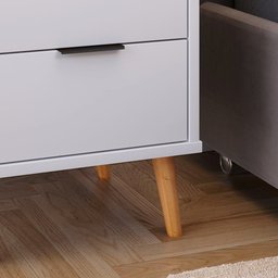 Mesa de Cabeceira Pés Palito Ape 3 Gavetas Cor Branco - Comprar Moveis em Casa - 3