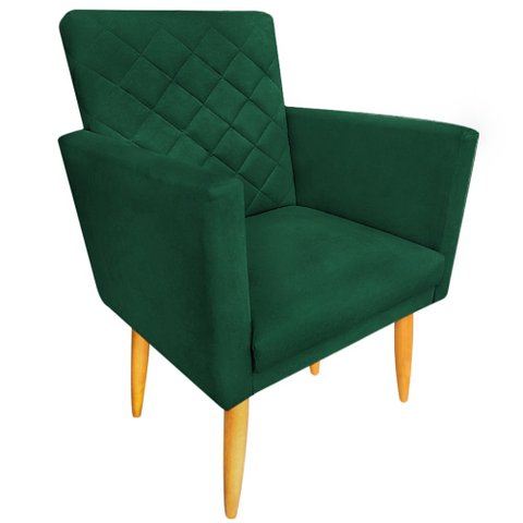 Poltrona Decorativa Maitê Costura Matelassê P/ Sala Recepção - Lobo Shopp:verde