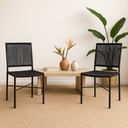 Ver imagem 1 de Cadeira Preta  Aço e Corda Náutica - Kit 2 – Ideal para Sala de Jantar, Cozinha ou Varanda