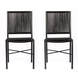 Cadeira Preta  Aço e Corda Náutica - Kit 2 – Ideal para Sala de Jantar, Cozinha ou Varanda - 2