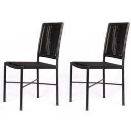 Cadeira Preta  Aço e Corda Náutica - Kit 2 – Ideal para Sala de Jantar, Cozinha ou Varanda - 3