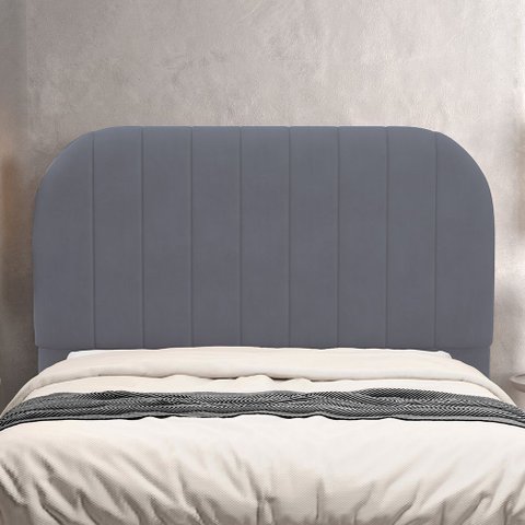 Cabeceira Cama Box Queen Estofada Orgânica 160cm Alice W01 Suede Cinza - Lyam Decor