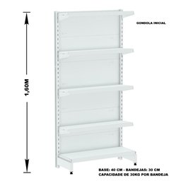 Gondola Parede 160 Inicial Branco 5 Bandejas Spe - 2