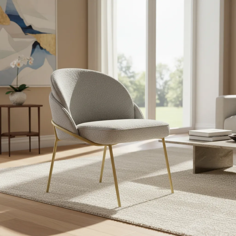 Cadeira Poltrona Decorativa Nuvem Premium Orgânico:bouclé Cinza