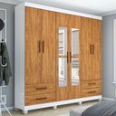 Ver imagem 1 de Guarda-roupa Casal Genova 6 Portas 4 Gavetas com Espelho 22111 Branco/cinamomo - Carioca Móveis