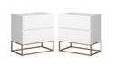 Ver imagem 6 de Kit 2 Mesas de Cabeceira 2 Gavetas Eros 45cm MDF Branco Pés Ferro Industrial Dourado Design Moderno