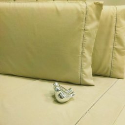 Jogo de Cama Casal 400 Fios Bege Ponto Palito 4 Peças Casa Dona - 3