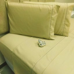 Jogo de Cama Casal 400 Fios Bege Ponto Palito 4 Peças Casa Dona - 2