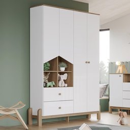 Guarda Roupa Infantil Ternura 4 Portas e 2 Gavetas Branco/jequitibá - Móveis Henn - 2 Guarda Roupa Infantil Ternura 4 Portas e 2 Gavetas Branco/jequitibá - Móveis Henn - 2