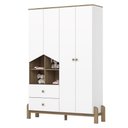 Ver imagem 1 de Guarda Roupa Infantil Ternura 4 Portas e 2 Gavetas Branco/jequitibá - Móveis Henn