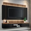 Ver imagem 2 de Painel Home Suspenso 1.8 Shawn para Tv até 55" Mdp/mdf com Fita Led Preto/castanho G26 - Gran Belo