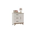 Ver imagem 1 de Cômoda Fraldário Infantil 3 Gavetas 1 Porta Off White Carvalho Maya Canaã