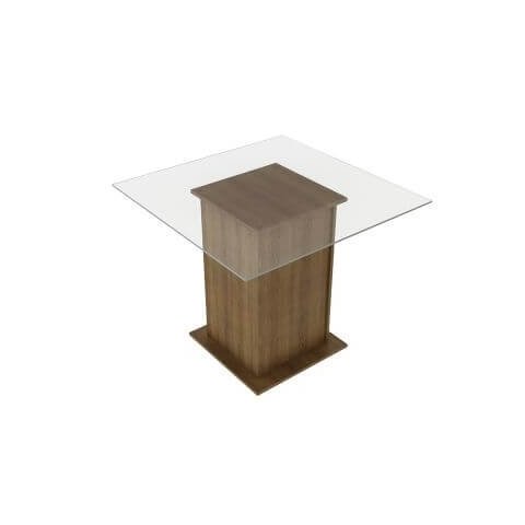 Mesa Madesa Quadrada com Tampo de Vidro 5332A Rustic Cor:Rustic