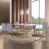 Conjunto Sala de Jantar Mesa Paris Madeira Maciça 180x90cm Tampo Retângular Vidro Off White com 6 Ca - 1