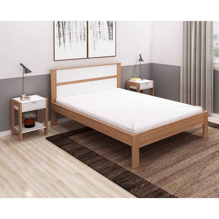 Cama de Casal para Colchão 1,38m Amendoa/branco Cm8005 Tecno Mobili - 8