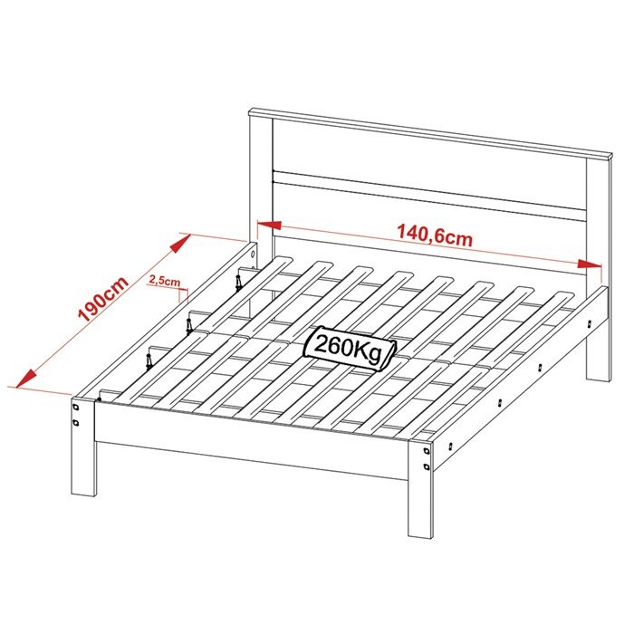 Cama de Casal para Colchão 1,38m Amendoa/branco Cm8005 Tecno Mobili - 3