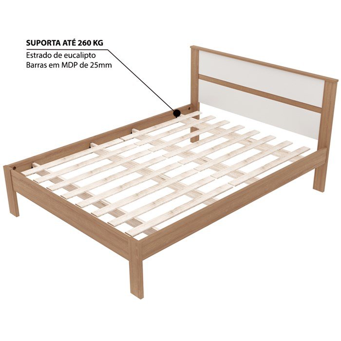 Cama de Casal para Colchão 1,38m Amendoa/branco Cm8005 Tecno Mobili - 4