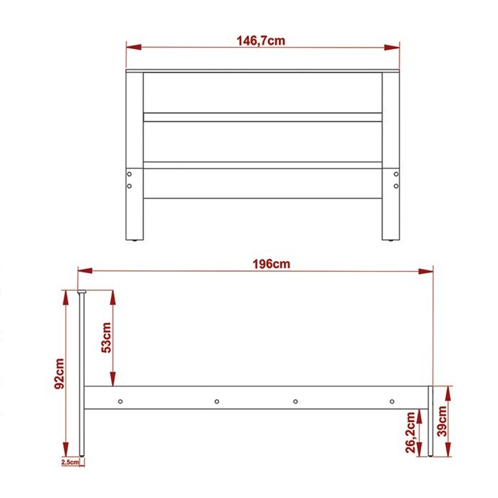 Cama de Casal para Colchão 1,38m Amendoa/branco Cm8005 Tecno Mobili - 5