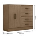 Ver imagem 3 de Cômoda Sapateira para Quarto 2 Portas 4 Gavetas Lisa Carvalho Oak