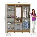 Ver imagem 4 de Guarda Roupa Solteiro com Espelho 4 Portas 3 Gavetas Nápole Briz Cinza/Nature