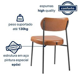 Kit 2 Cadeiras para Sala de Jantar Couro Sintético Design Aço Carbono Lavinia - 8