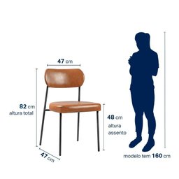 Kit 2 Cadeiras para Sala de Jantar Couro Sintético Design Aço Carbono Lavinia - 3
