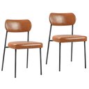Ver imagem 2 de Kit 2 Cadeiras para Sala de Jantar Couro Sintético Design Aço Carbono Lavinia Marrom/Preto