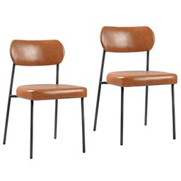 Kit 2 Cadeiras para Sala de Jantar Couro Sintético Design Aço Carbono Lavinia - 2