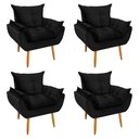 Ver imagem 1 de Kit 4 Poltronas Decorativa Opala Veludo Preto