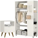 Ver imagem 1 de Kit Arara Closet 2 Gavetas e Mesa de Cabeceira Off White Cristal Dmad