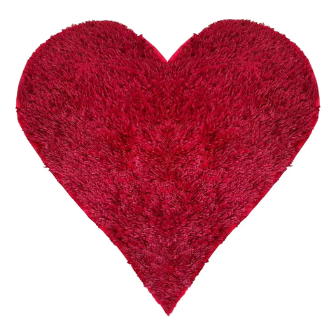 Tapete Pelo Alto Felpudo Peludo Macio Anti Derrapante Alérgico Rosa Bebê Coração 100 cm Sala Quarto