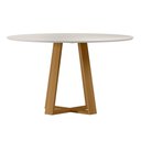 Ver imagem 3 de Conjunto Sala de Jantar Mesa Vitoria 135x135 6 Cadeiras Anitta Ype/off White/linho Palha