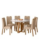 Ver imagem 1 de Conjunto Sala de Jantar Mesa Vitoria 135x135 6 Cadeiras Anitta Ype/off White/linho Palha