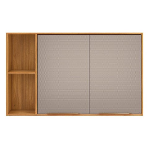 Armário Aéreo para Cozinha 2 Portas 120cm Plena Amarelo/Cinamon/Nude Prime Tx
