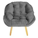 Ver imagem 2 de Kit 02 Poltrona Decorativa California Suede Cinza Pés Palito - Fina Mobília