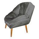 Ver imagem 4 de Kit 02 Poltrona Decorativa California Suede Cinza Pés Palito - Fina Mobília