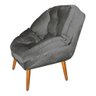 Kit 02 Poltrona Decorativa California Suede Cinza Pés Palito - Fina Mobília - 4