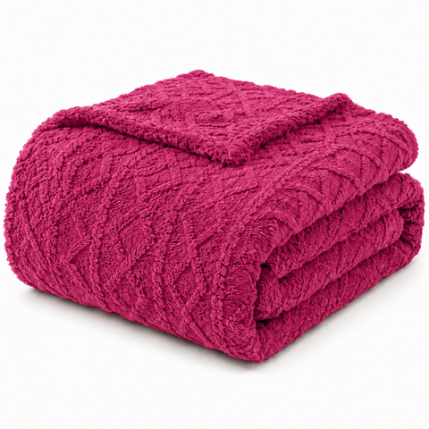 Manta Soft Casal Jacquard Paquistão 2,00m x 1,80m Pink