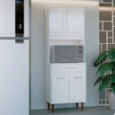 Ver imagem 2 de Paneleiro de Cozinha Compacto com Nicho e Gaveta 4 Portas 1 Gaveta