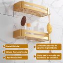 Ver imagem 3 de Suporte Shampoo Retangular Parede Banheiro Aço Inox Dourado